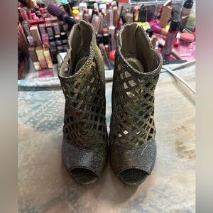 Christian Siriano Gold and Silver Mesh Heels